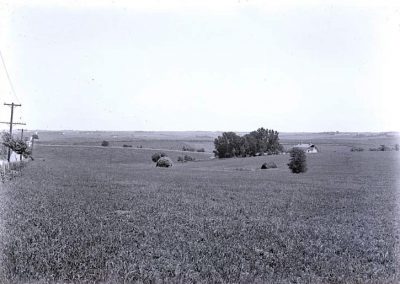 black and white photo of field